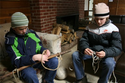 Knot tying practice at Camp Ramblewood